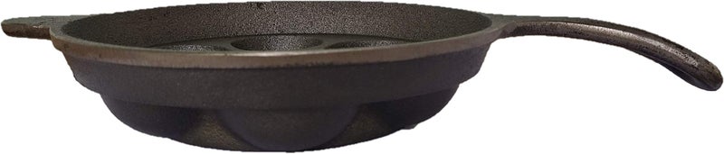Bharath Agencies Cast Iron 7 Cavity Appam Patra Kuzhi Paniyaram Pre-Seasoned Cast Iron Paddu Tawa with Handle, Black, Each Hole - 2 inch in Diameter - Image 3