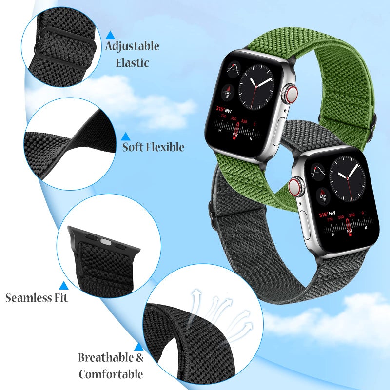 Tiptops Apple Watch Band - Unisex, Stretchy Nylon, Fit All Apple Watch Models, Easy Adjustable, Perfect for Workouts, 4.3-10 Inch Wrist - Image 3