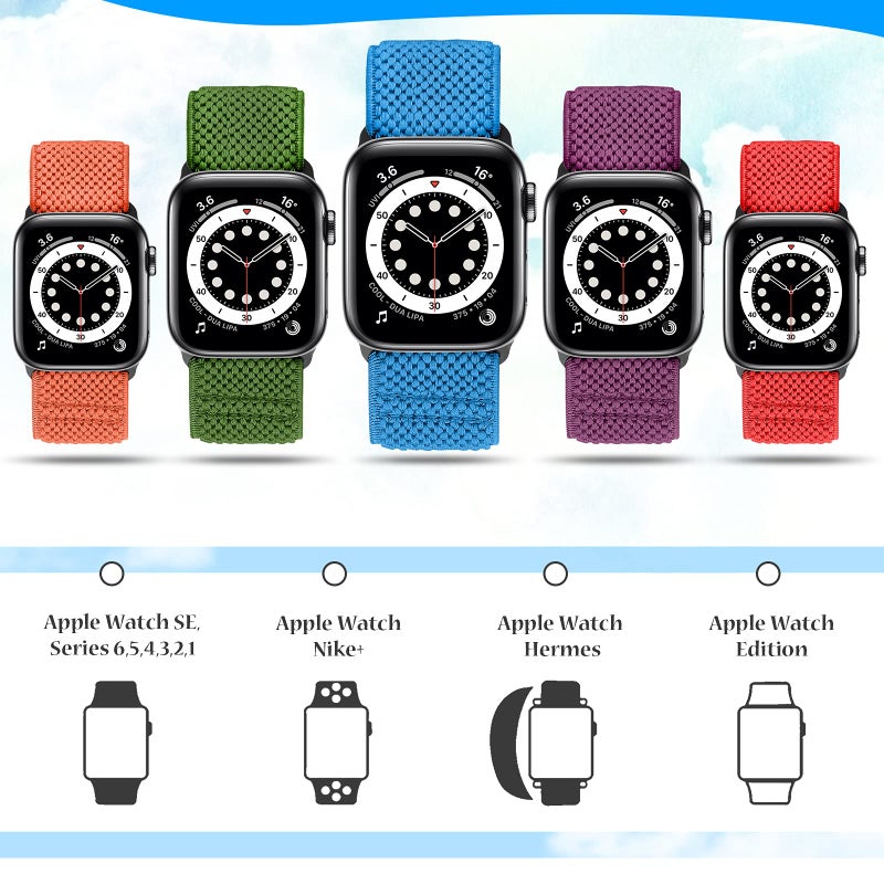 Tiptops Apple Watch Band - Unisex, Stretchy Nylon, Fit All Apple Watch Models, Easy Adjustable, Perfect for Workouts, 4.3-10 Inch Wrist - Image 4
