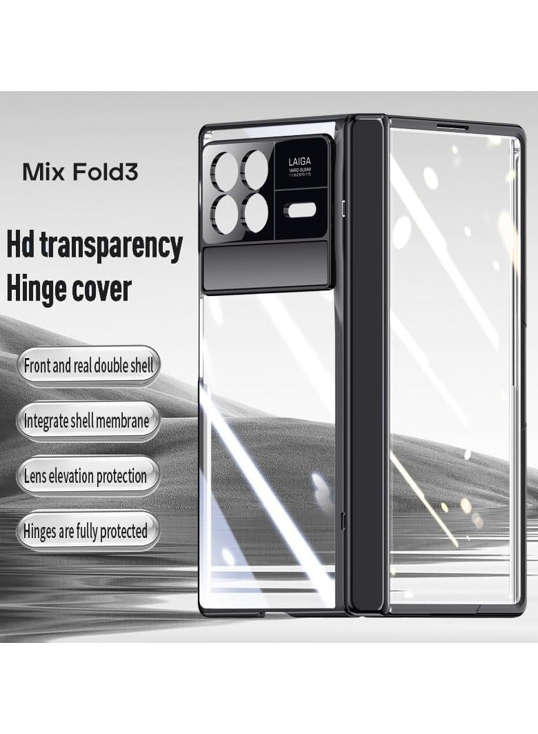 General Phone Flip Case Clear Case Compatible with Xiaomi Mix Fold 3, Luxury Electroplated Transparent Phone Case with Full Cover Hinge Protection Clear Crystal Case for for Xiaomi Mix Fold 3 phone protection  - Image 3