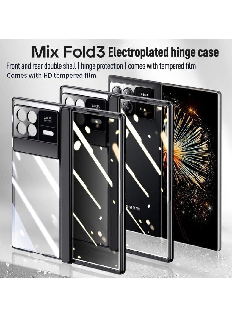 General Phone Flip Case Clear Case Compatible with Xiaomi Mix Fold 3, Luxury Electroplated Transparent Phone Case with Full Cover Hinge Protection Clear Crystal Case for for Xiaomi Mix Fold 3 phone protection  - Image 4