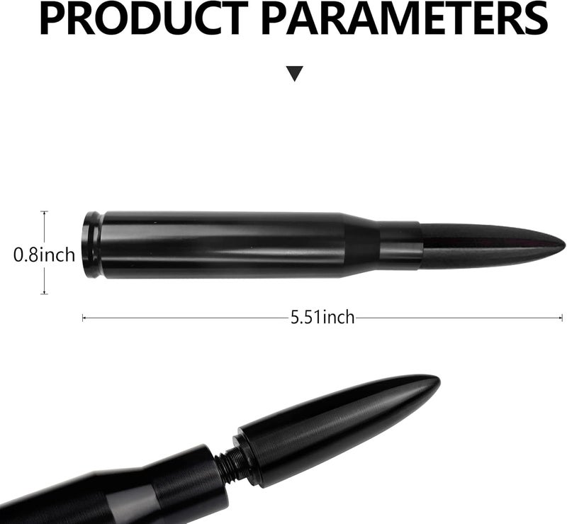 Turcee Car Bullet Antenna,Truck Exterior Decoration Accessories Car Vehicle Replacement Antenna Conpatible with Ford F150 F250 F350RAM 1500 2500 3500 Heavy Duty Pickup Trucks Accessories (Black) - Image 2