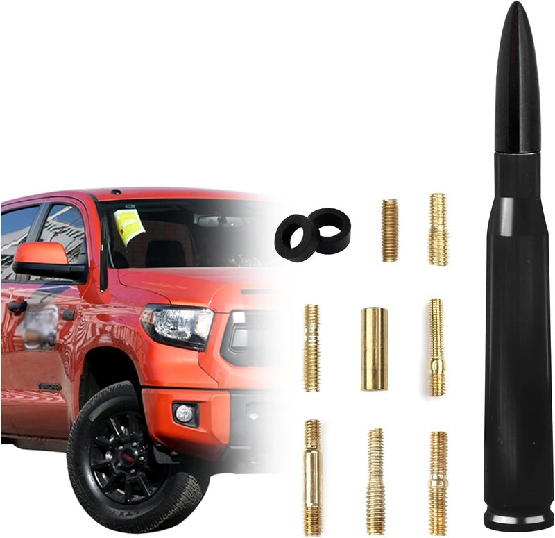 Turcee Car Bullet Antenna,Truck Exterior Decoration Accessories Car Vehicle Replacement Antenna Conpatible with Ford F150 F250 F350RAM 1500 2500 3500 Heavy Duty Pickup Trucks Accessories (Black) - Image 1