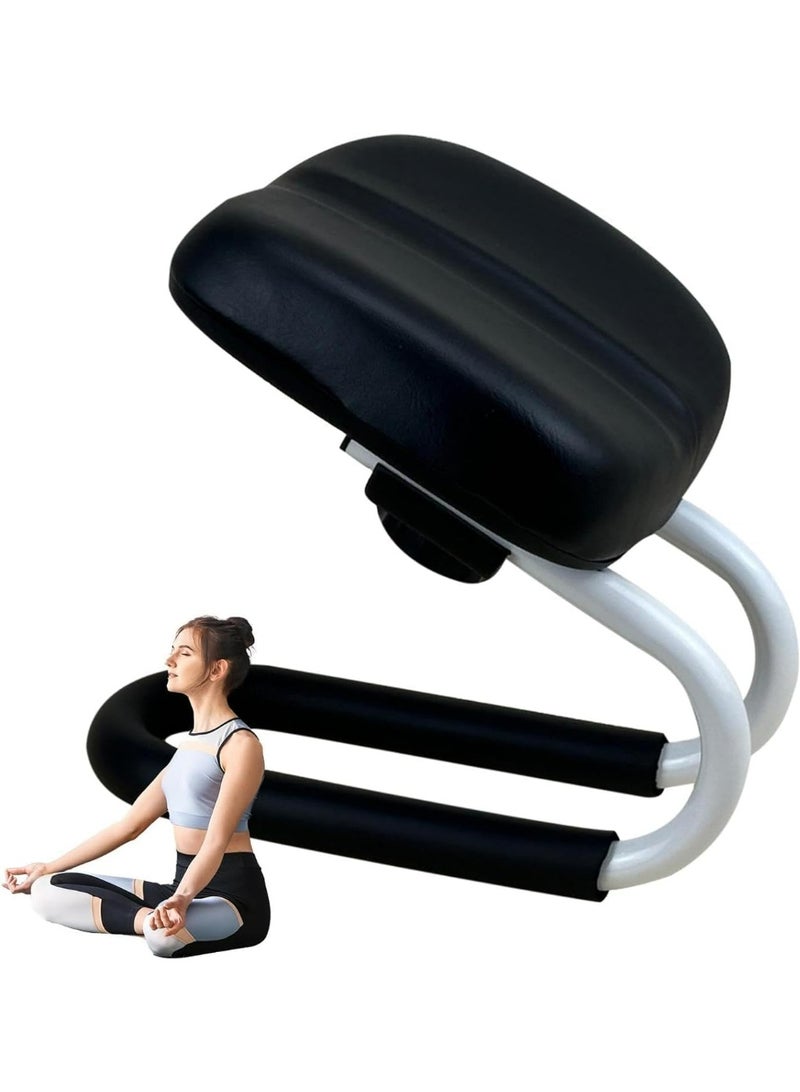 أوزيغالور مقعد تأمل قابل لتعديل الارتفاع - كرسي صلاة محمول للاستخدام المنزلي والخارجي، كرسي يوغا مزود بأغطية أرجل مانعة للانزلاق (أسود) - Image 1