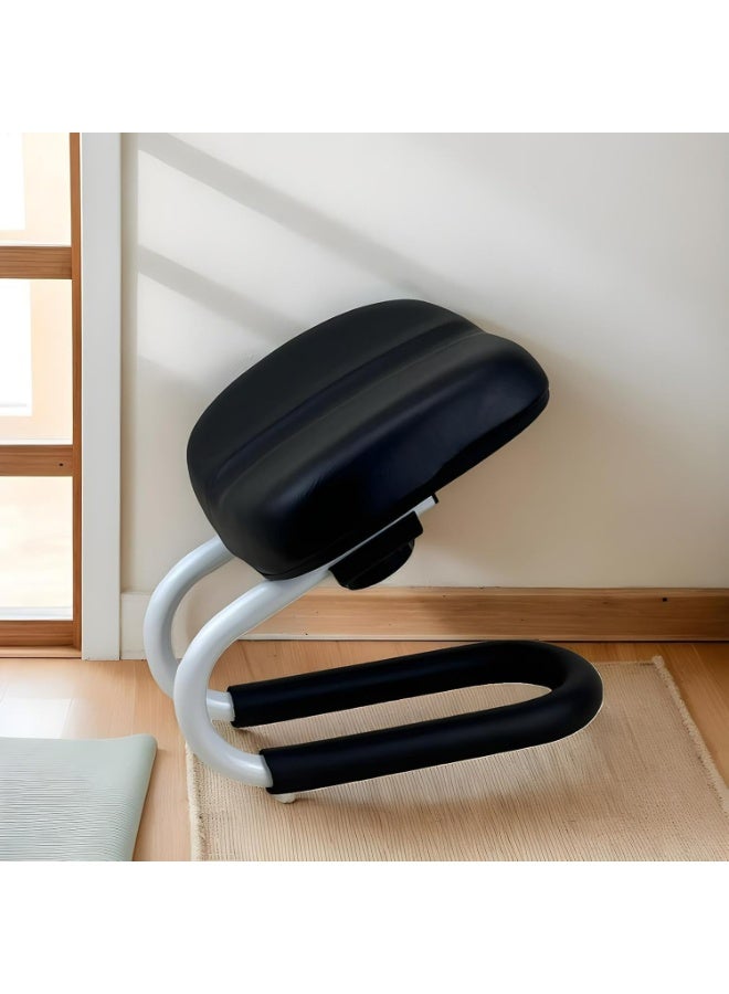 أوزيغالور مقعد تأمل قابل لتعديل الارتفاع - كرسي صلاة محمول للاستخدام المنزلي والخارجي، كرسي يوغا مزود بأغطية أرجل مانعة للانزلاق (أسود) - Image 2