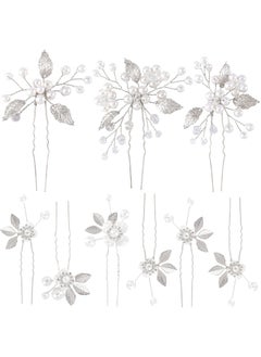 ANCIRS ANCIRS 9 Pack Pearl Bridal Wedding Hair Styling Pins AntiSlip Leaves Style Bride Head Piece Rhinestone Flower Hair Accessories for Women  Girls Wedding Hairstyles Silver 