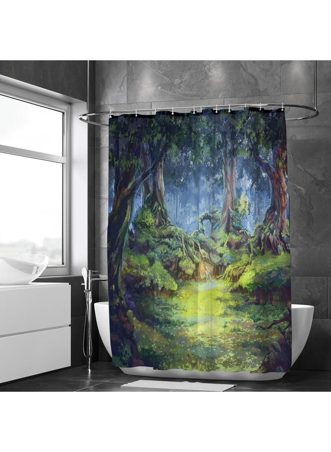 Bluejw A Generation Of Japanese Animation Scene Shower Curtain Four-piece Digital Printing Shower Curtain Mat Suit U-shaped Mat Wholesale - Image 3