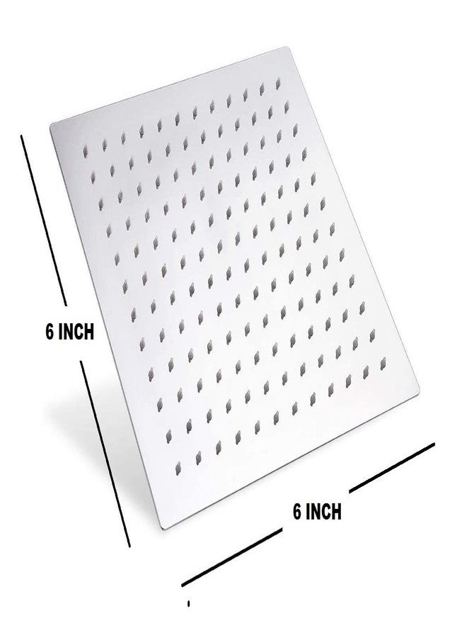 Clinton Heavy Stainless Steel 6x6 Inch Ultra Slim Overhead Shower With (15" Inch) Square Shower Arm - Image 2