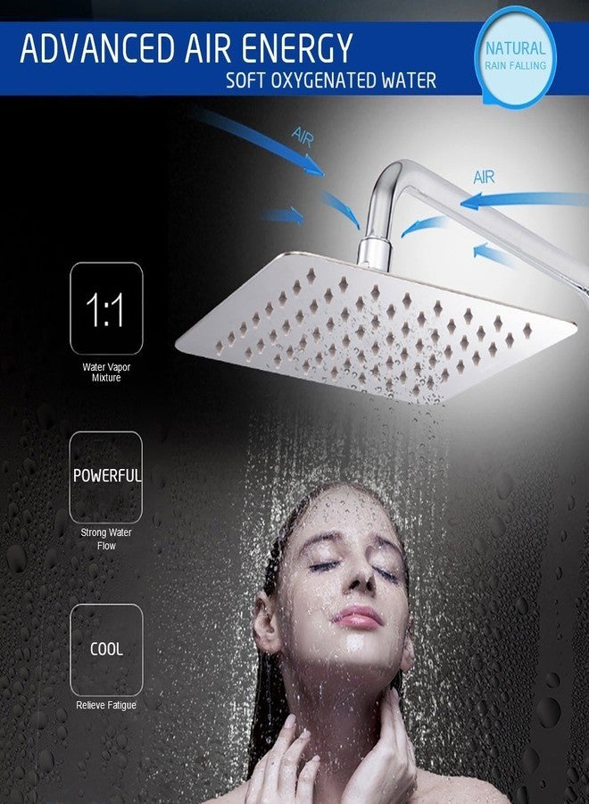 Clinton Heavy Stainless Steel 6x6 Inch Ultra Slim Overhead Shower With (15" Inch) Square Shower Arm - Image 3
