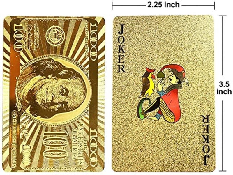 Peeplvalue Gold Plated Poker Playing Cards-Pure PVC Table Cards-Golden (Pack of 2) - Image 3