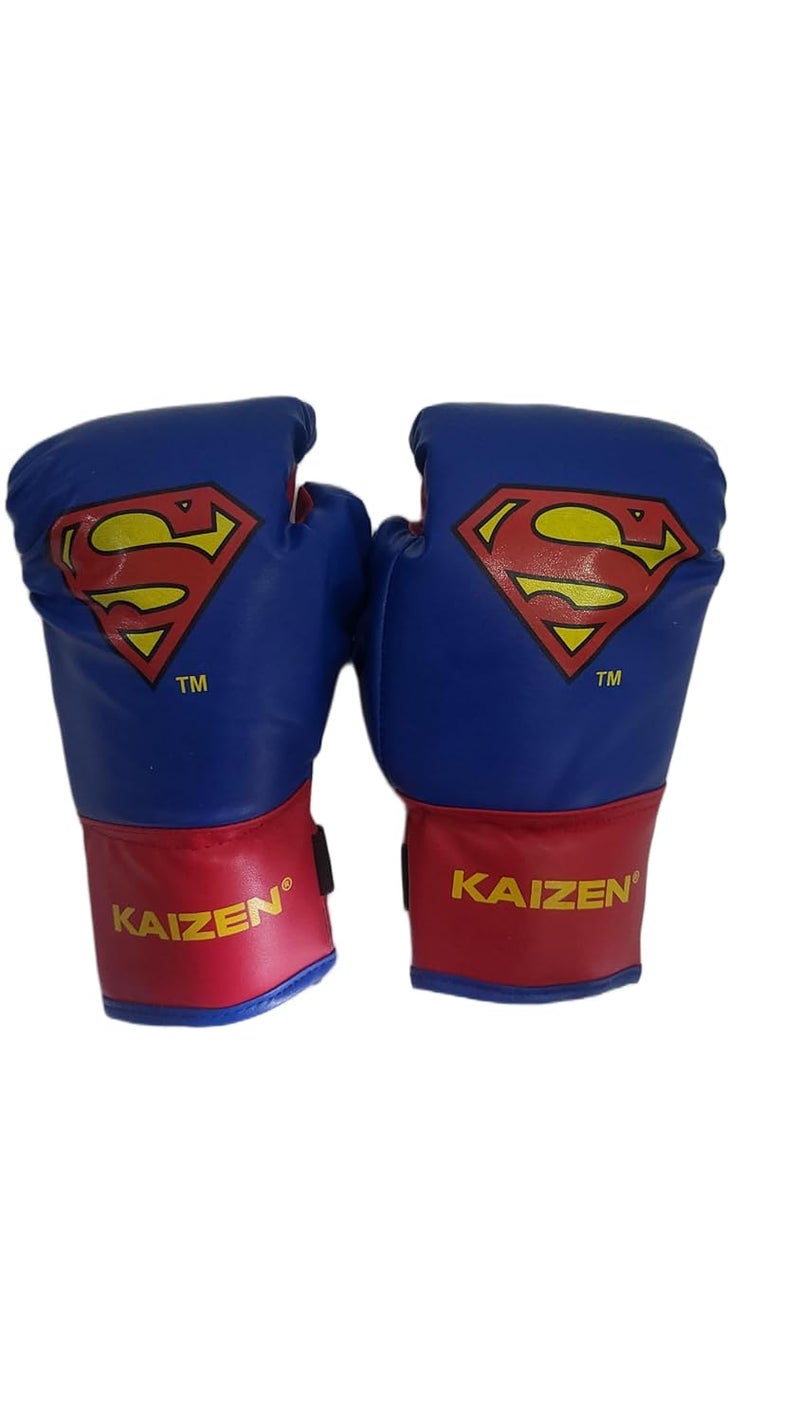 Kaizen طقم ملاكمة سوبرمان للأطفال – حقيبة ملاكمة بطول 1.5 قدم مع قفازات وغطاء رأس – طقم تدريب ملاكمة للأطفال (أزرق) | لعب داخلي وخارجي | لعبة لياقة ممتعة للأولاد والبنات - Image 3
