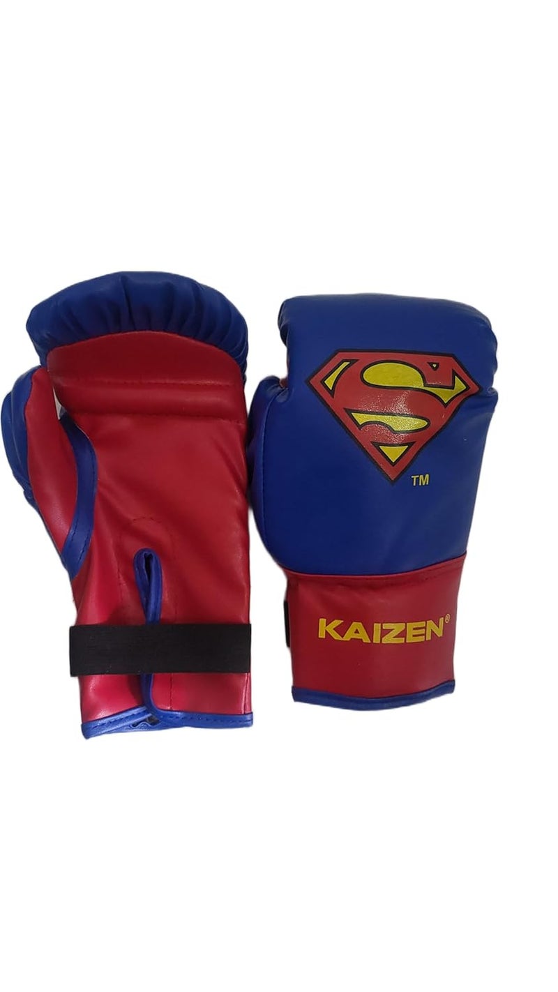 Kaizen طقم ملاكمة سوبرمان للأطفال – حقيبة ملاكمة بطول 1.5 قدم مع قفازات وغطاء رأس – طقم تدريب ملاكمة للأطفال (أزرق) | لعب داخلي وخارجي | لعبة لياقة ممتعة للأولاد والبنات - Image 4