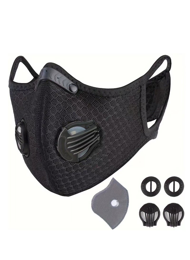 Generic - 1pc dust mask, breathable reusable mask, isolates dust in the air, windproof, suitable for woodworking, construction, mowing and grinding, unisex (black) - Image 1