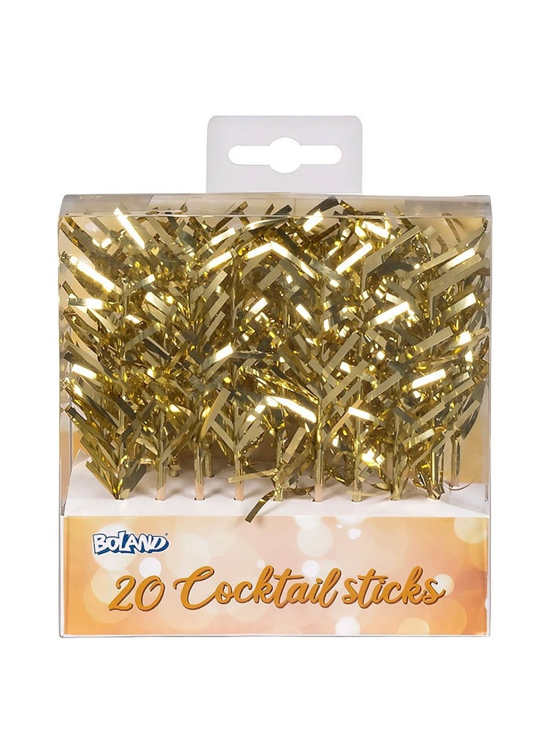 BOLAND Cocktail Sticks Glitter Gold Party Decoration Picks 10cm 20-Pack - Image 2
