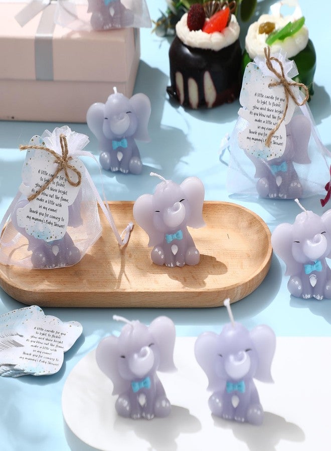 Conelist 25 Set Baby Shower Candles Favors for Guests 25 Elephant Candles Gender Reveal Candles Cute Candles 25 Elephant Thank You Card and Gift Bags Girl Boy Baby Shower Return Gifts for Guest (Blue) - Image 5