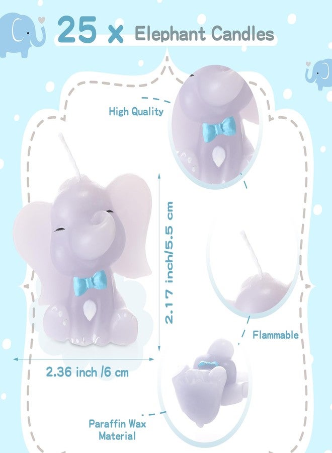 Conelist 25 Set Baby Shower Candles Favors for Guests 25 Elephant Candles Gender Reveal Candles Cute Candles 25 Elephant Thank You Card and Gift Bags Girl Boy Baby Shower Return Gifts for Guest (Blue) - Image 2