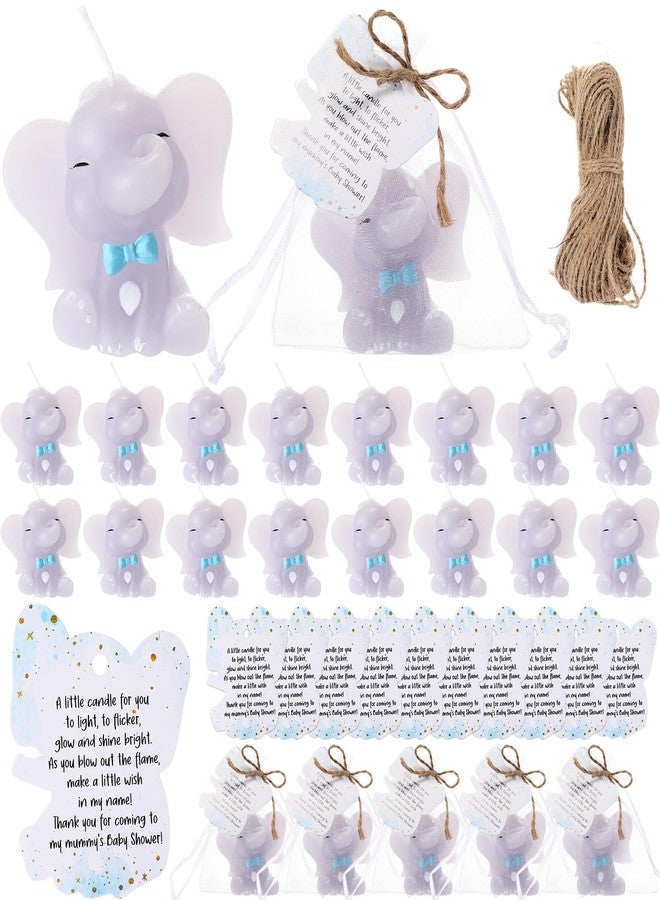 Conelist 25 Set Baby Shower Candles Favors for Guests 25 Elephant Candles Gender Reveal Candles Cute Candles 25 Elephant Thank You Card and Gift Bags Girl Boy Baby Shower Return Gifts for Guest (Blue) - Image 1