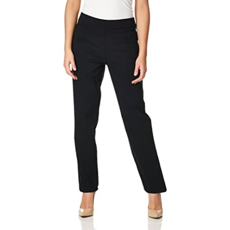 Briggs New York Womens Super Stretch Millennium Welt Pocket Pull on Career Dress Pants Black 14 Short US