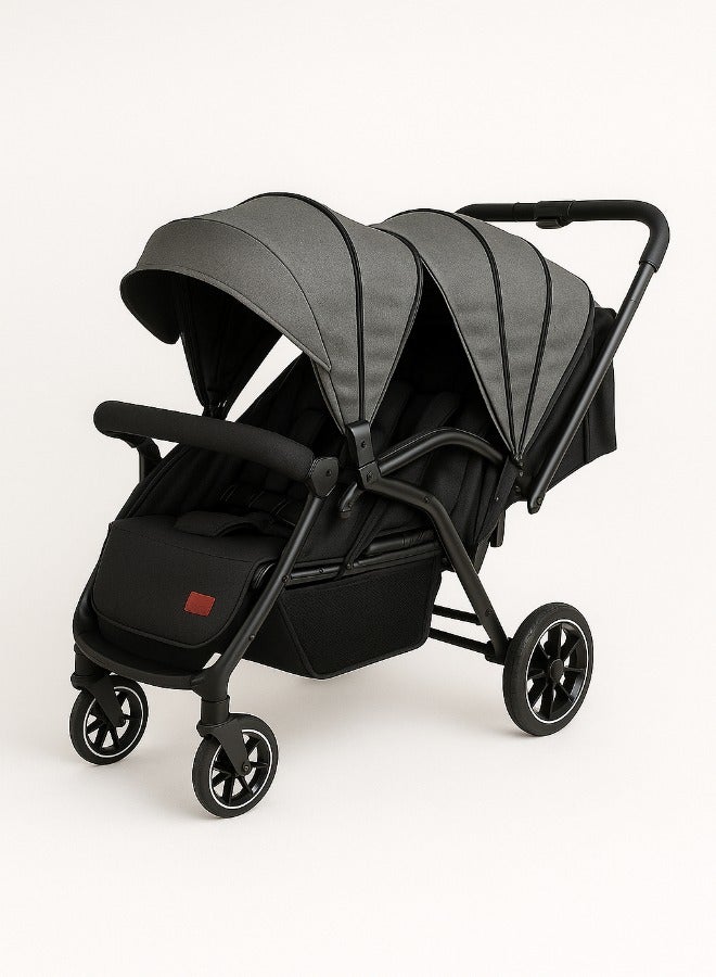 Kidilo Twin Stroller, Foldable Double Stroller for Newborns and Toddlers with Canopy and Storage Basket, Product Code LB200 - Image 1