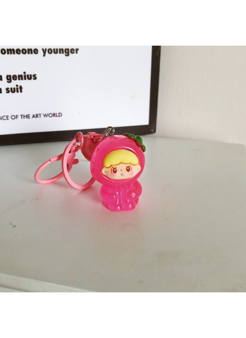 Generic 3D Fruit Bell Keychain Cute Students Accessory GiftThird generation three-dimensional fruit zaizai keychain [luminous leg holding strawberry] Third generation three-dimensional fruit zaizai keychain [luminous leg holding strawberry] 