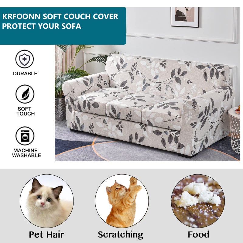 KRFOONN 2 Piece Chair Covers Printed Sofa Covers Couch Covers Washable Armchair Sofa Couch Slipcover Furniture Protector with Elastic Bottom for Living Room (Armchair, 23), Small - Image 4