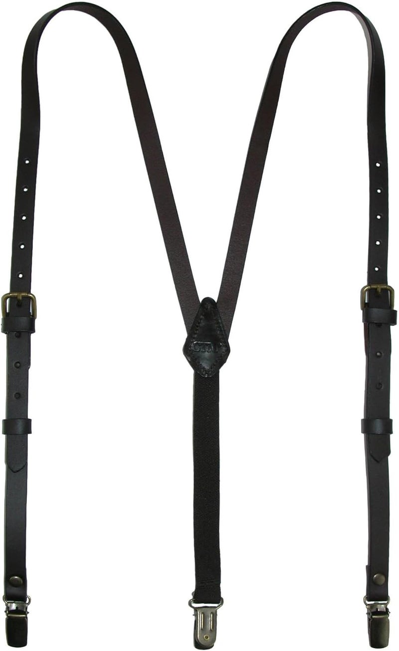 CTM Women's Coated Leather 1/2 Inch Clip-End Suspenders - Image 2