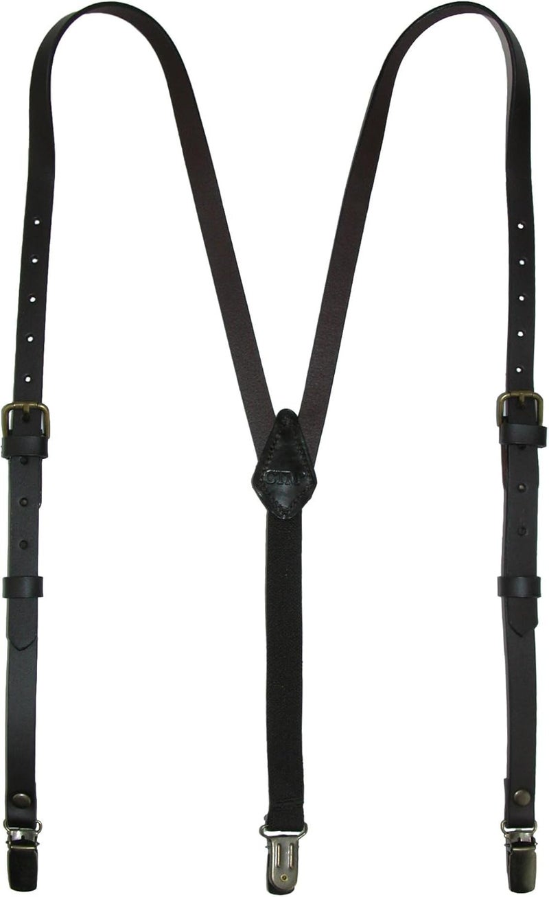 CTM Women's Coated Leather 1/2 Inch Clip-End Suspenders - Image 1