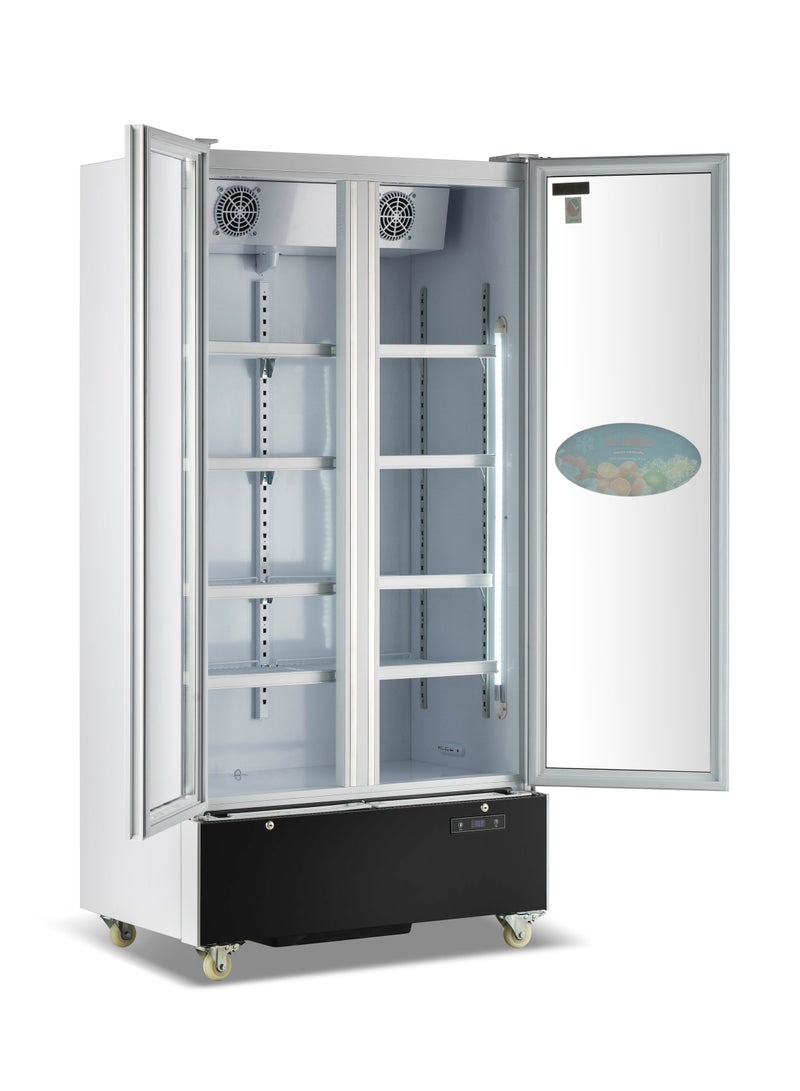 Generaltec Double Glass Door Showcase Chiller | Fan Cooling | Adjustable Shelves | White LED Lighting | Sleek Black Design | For Shops, Cafés & Home | Model GCH1220DLX | 1 Year Full + 5 Years Compressor Warranty 700 L 380 W GCH1220DLX white - Image 3