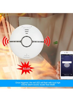 TUYA Wifi Smoke Detector, Smart Fire Alarm Sensor, Highly Sensitive Small Wireless Security Smoke Concentration Alarm, App Control Smart Home Smoke Detection Sensor, (1pc, White)  - Image 2