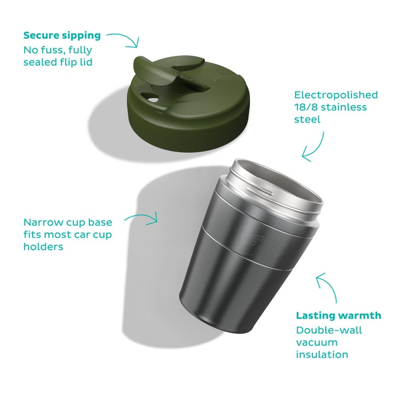 KeepCup Commuter Travel Mug - Insulated Stainless Steel Reusable Coffee Cup with Spillproof Flip Lid - 12oz/340ml - Chocolate - Image 3