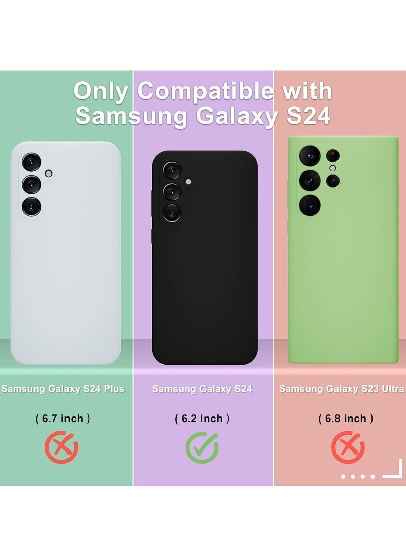 Raxoom Samsung Galaxy S24 Case, Silicone Phone Case with 1 Screen Protector, Soft Anti-Scratch Microfiber Lining, Full Body Shockproof Slim Cover Support Wireless Charging, Black - Image 2