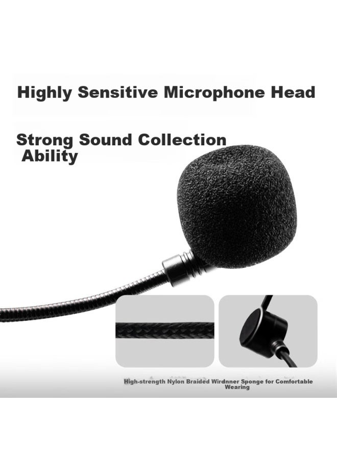 Deli ميكروفون مكبر صوت سلكي مثبت على الرأس قابل للدوران بزاوية، ميكروفون لافاليير عالي الحساسية، ميكروفون مثبت على الرأس للاستخدام الخاص - Image 3