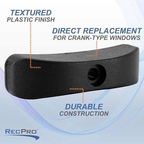 RecPro RV Window Crank Handle | Tee-Style Knob | Black Plastic (2-Pack) - Image 3