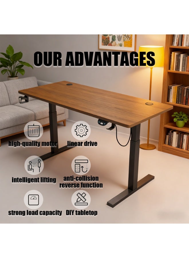 كيل › مكتب كهربائي قابل لتعديل الارتفاع 120×60 سم مع سطح طاولة مركب ولوحة ذاكرة، مكتب منزلي بلون الجوز - Image 4