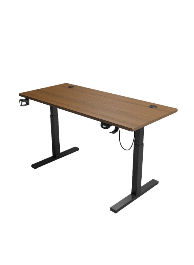 كيل › مكتب كهربائي قابل لتعديل الارتفاع 120×60 سم مع سطح طاولة مركب ولوحة ذاكرة، مكتب منزلي بلون الجوز - Image 1
