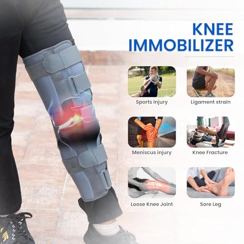 KUDIZE Knee Immobilizer Brace for Knee support for dislocation injuries ligament tear wraparound knee stabilizer splint for men & women (XL) - Image 5