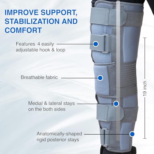 KUDIZE Knee Immobilizer Brace for Knee support for dislocation injuries ligament tear wraparound knee stabilizer splint for men & women (XL) - Image 2