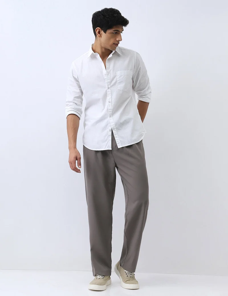 Urbano Fashion  Urbano Fashion Men's White Cotton Full Sleeve Regular Fit Casual Solid Shirt  | Best Price UAE