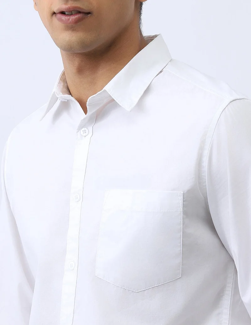 Urbano Fashion  Urbano Fashion Men's White Cotton Full Sleeve Regular Fit Casual Solid Shirt  | Best Price UAE