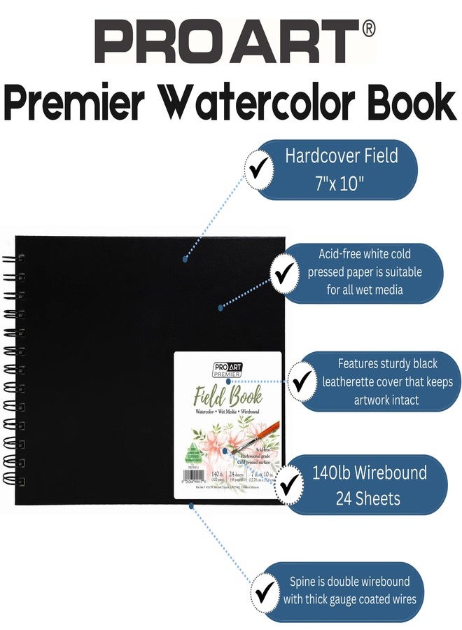 Pro Art Prem Watercolor Field Book 7"x10", 24 Sheets, 140#, Watercolor Paper, Sketchbook, Water Color Paper, Paper Pad, Journal, Book, Paint Painting Paper - Image 2