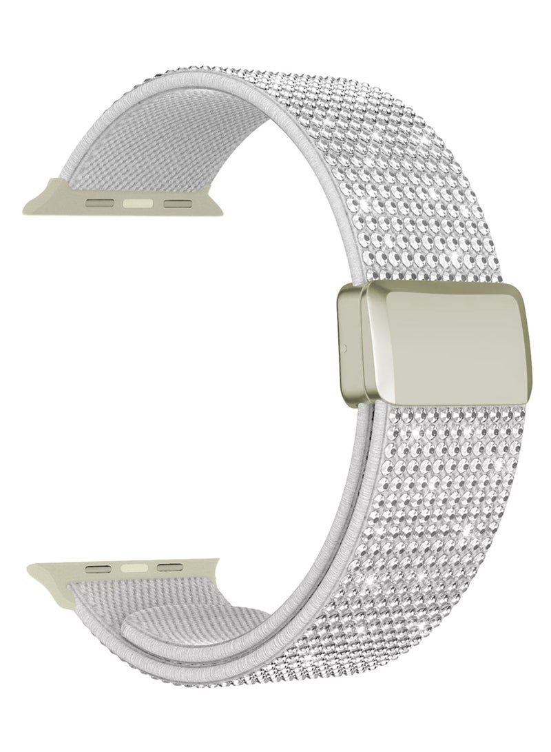 38mm/40mm/41mm/42mm(Series 10) Strap Band for Apple Watch Series 1-9, SE & Ultra - Rhinestone Sparkle Watch Band - White - Image 1