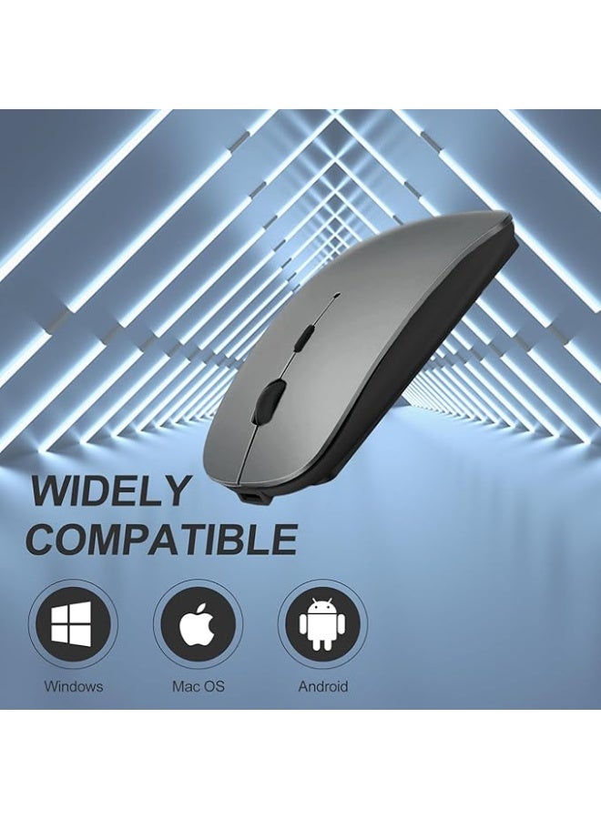 4 Modes Rechargeable Bluetooth Mouse BT3.0/5.2+USB-2.4G/Type-C,Wireless Mouse for MacBook pro/MacBook air/Laptop/iMac/ipad/Notebook/pc (BT/USB-C Grey) - Image 3