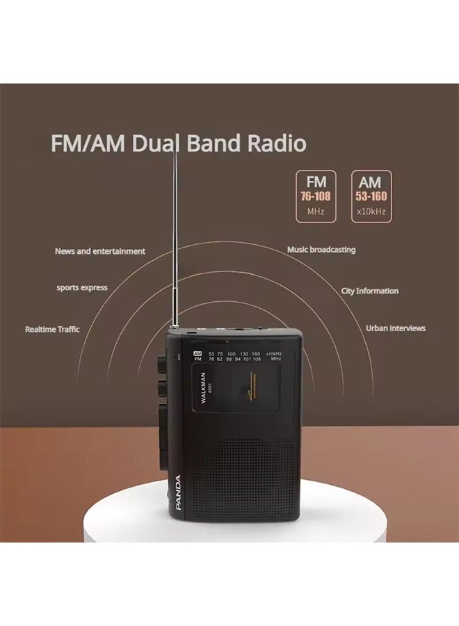 مشغل موسيقى كاسيت كلاسيكي محمول مع راديو AM/FM ومسجلات شرائط Walkman مع مكبر صوت يدعم تشغيل سماعات الرأس مقاس 3.5 مم - Image 2