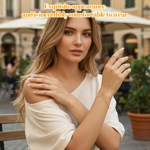 Plexaris 2PCS Hand Chain for Women, Stylish Ring Bracelet with Butterfly Charm, Elegant Hand Jewellery for Parties, Weddings, Birthdays and Anniversaries - Image 4