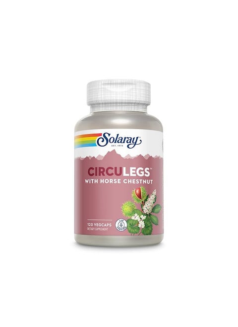 SOLARAY CircuLegs with Horse Chestnut Extract, Gotu Kola, Butcher's Broom, and More, Circulation and Vein Support for Healthy Legs, 60-Day Guarantee, Lab Verified (60 Serv, 120 VegCaps)