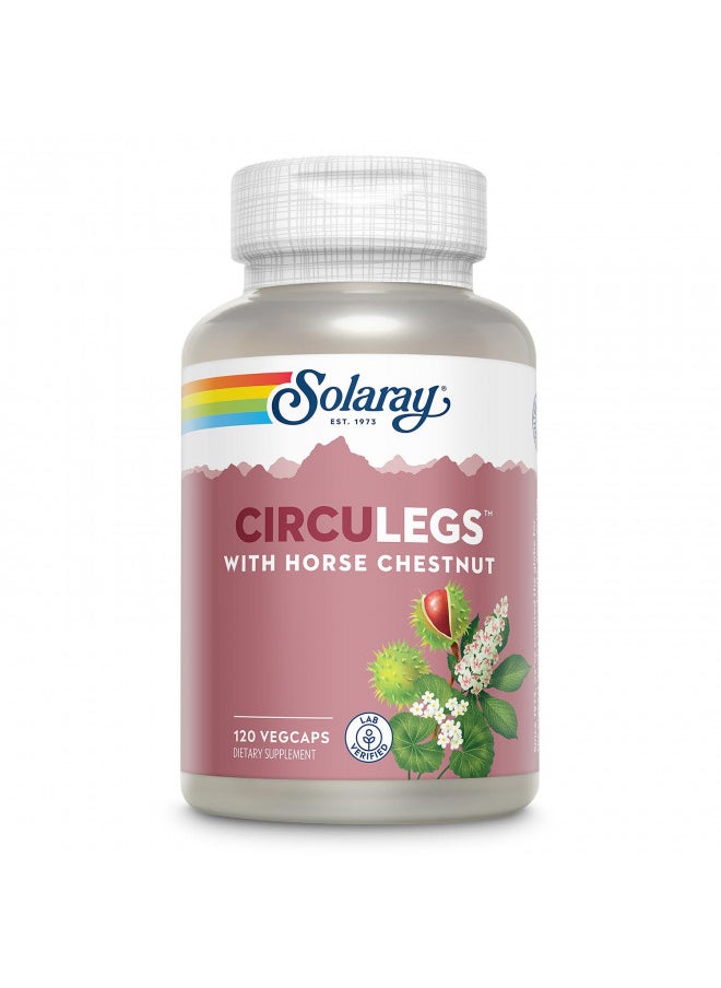 SOLARAY CircuLegs with Horse Chestnut Extract, Gotu Kola, Butcher's Broom, and More, Circulation and Vein Support for Healthy Legs, 60-Day Guarantee, Lab Verified (60 Serv, 120 VegCaps)