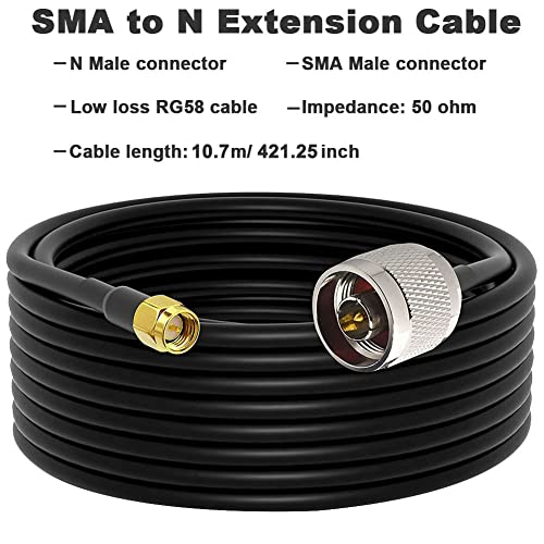onelinkmore Low Loss RG58 N Male to SMA Male Antenna 35FT RF Coaxial Cable and Two-Way Radio Applications Pure Copper 50 ohm Cable for 3G/4G/5G/LTE/ADS-B/Ham/GPS/WiFi/RF Radio to Antenna - Image 4
