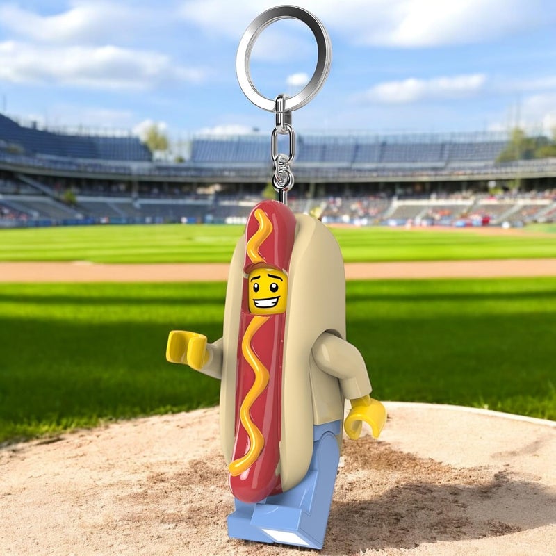 IQ LEGO Minifigures Large 3 Inch Tall Figure Keychain Light - Hot Dog Man (KE119H) - Image 5