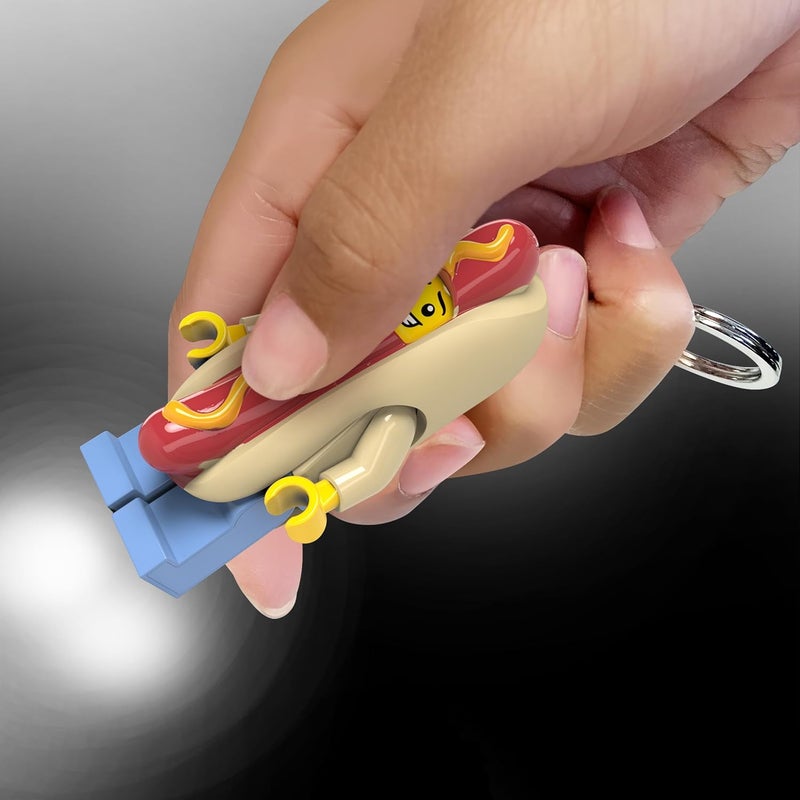 IQ LEGO Minifigures Large 3 Inch Tall Figure Keychain Light - Hot Dog Man (KE119H) - Image 4