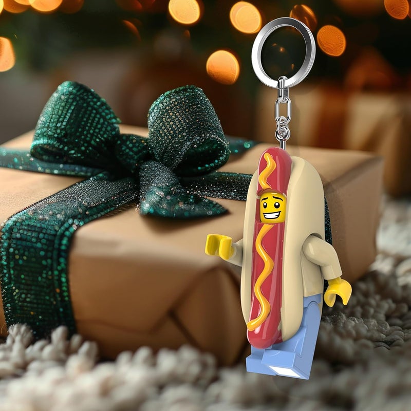 IQ LEGO Minifigures Large 3 Inch Tall Figure Keychain Light - Hot Dog Man (KE119H) - Image 2